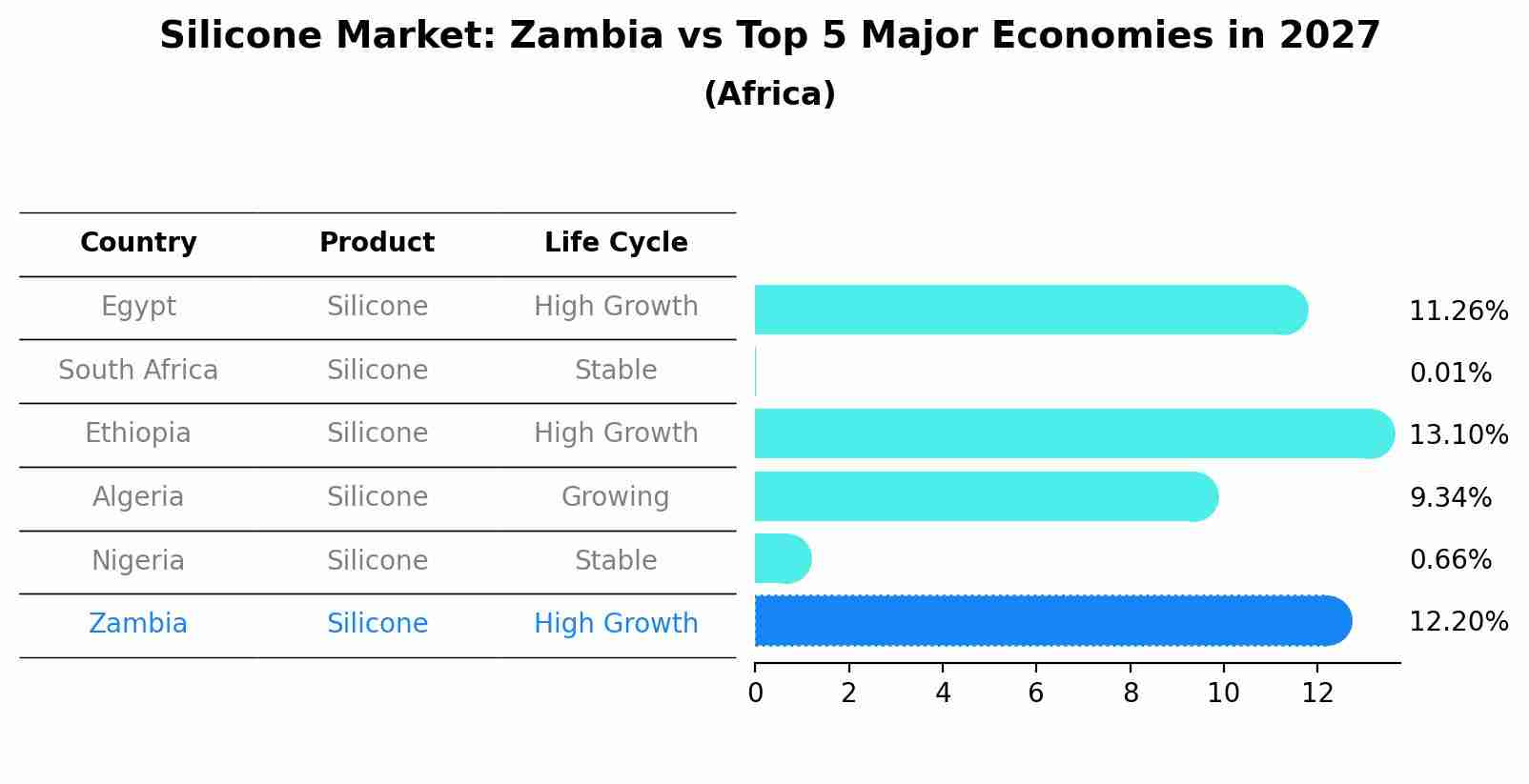 Silicone Market: Zambia vs Top 5 Major Economies in 2027 (Africa)