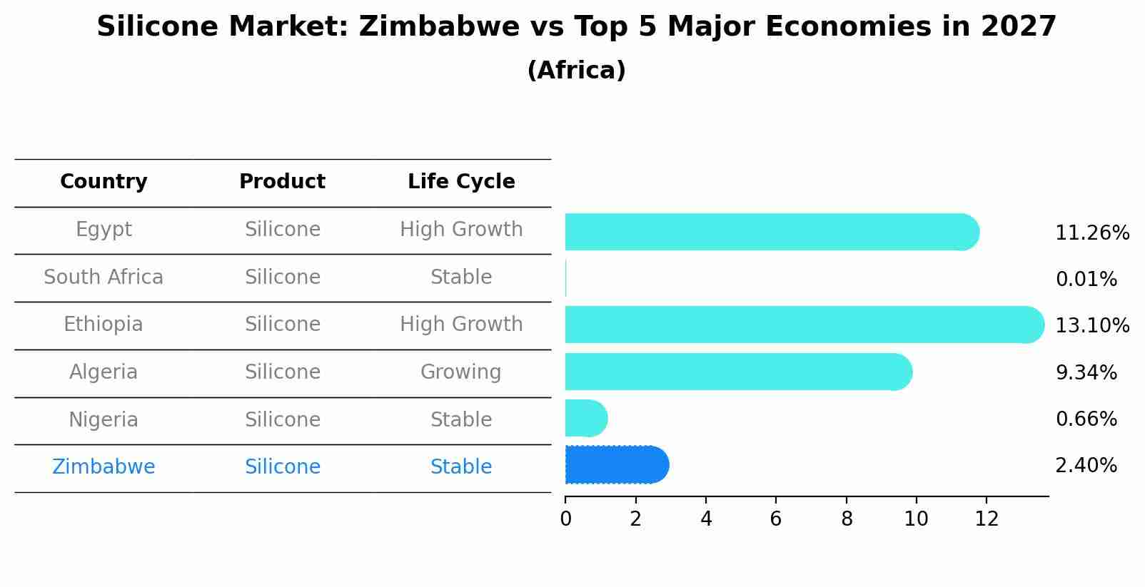 Silicone Market: Zimbabwe vs Top 5 Major Economies in 2027 (Africa)