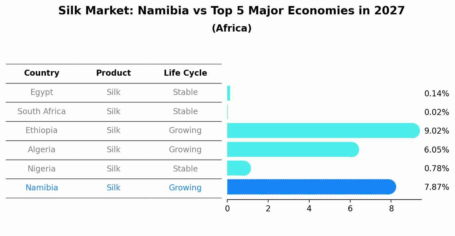 Silk Market: Namibia vs Top 5 Major Economies in 2027 (Africa)
