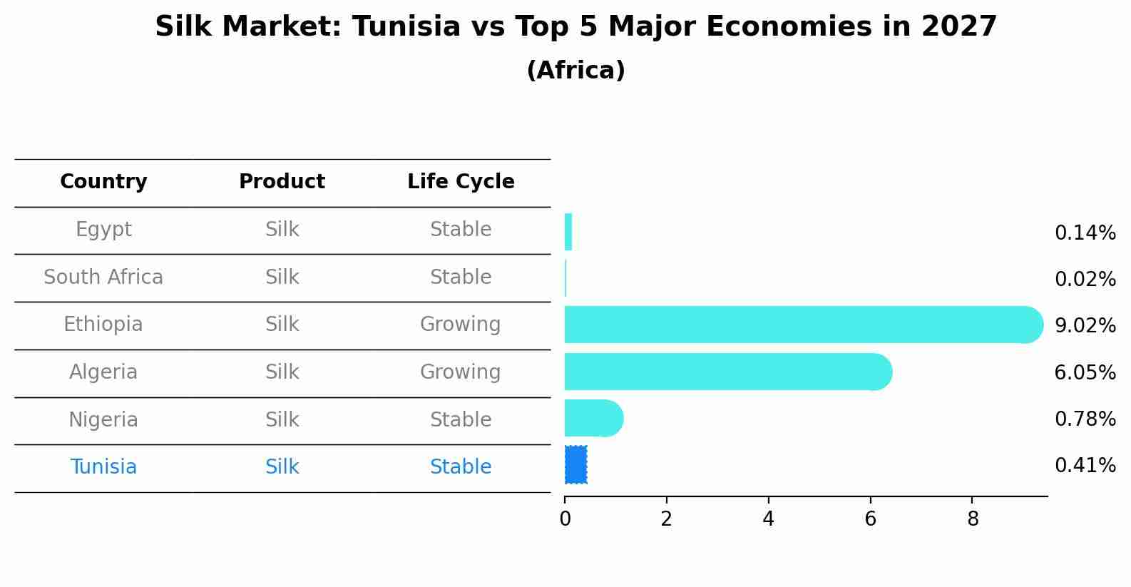 Silk Market: Tunisia vs Top 5 Major Economies in 2027 (Africa)