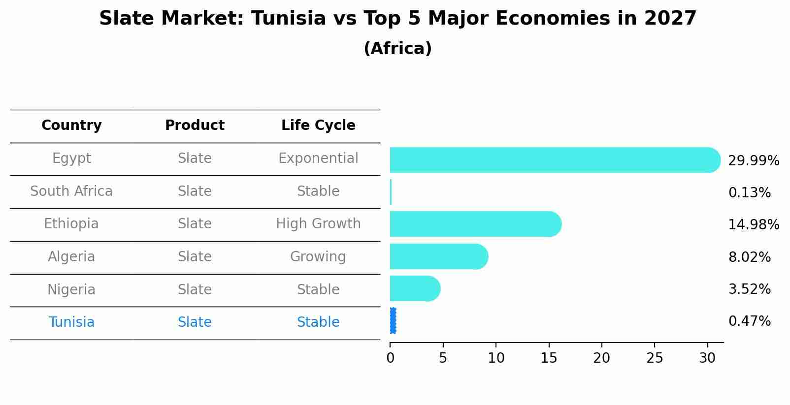 Slate Market: Tunisia vs Top 5 Major Economies in 2027 (Africa)
