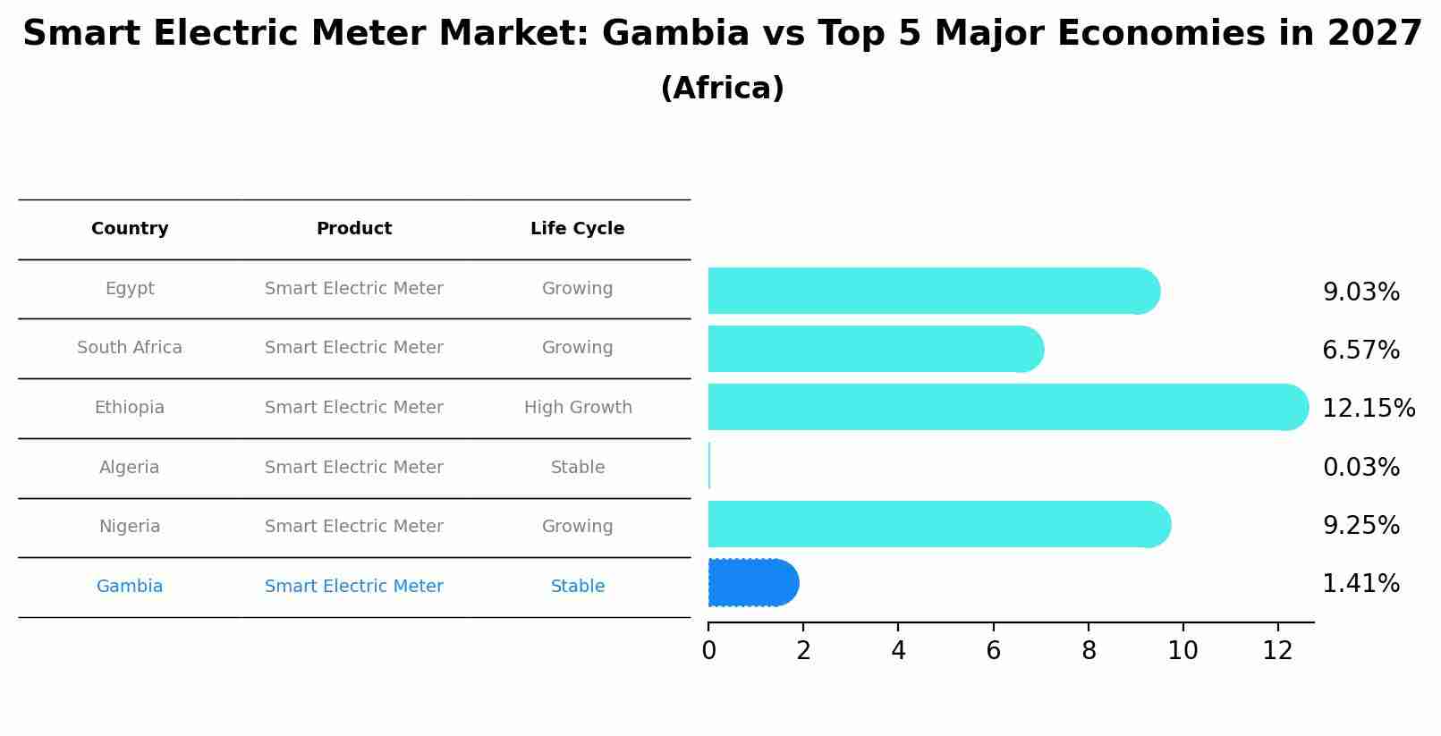 Smart Electric Meter Market: Gambia vs Top 5 Major Economies in 2027 (Africa)