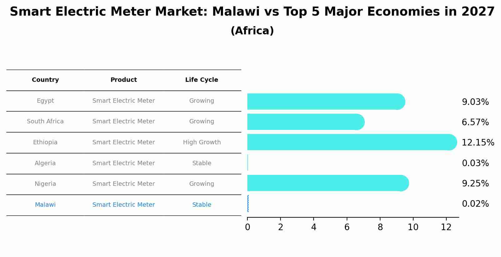 Smart Electric Meter Market: Malawi vs Top 5 Major Economies in 2027 (Africa)