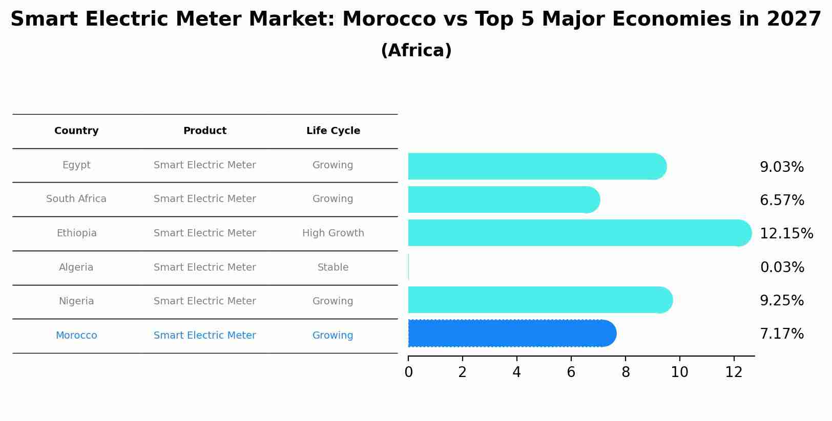 Smart Electric Meter Market: Morocco vs Top 5 Major Economies in 2027 (Africa)