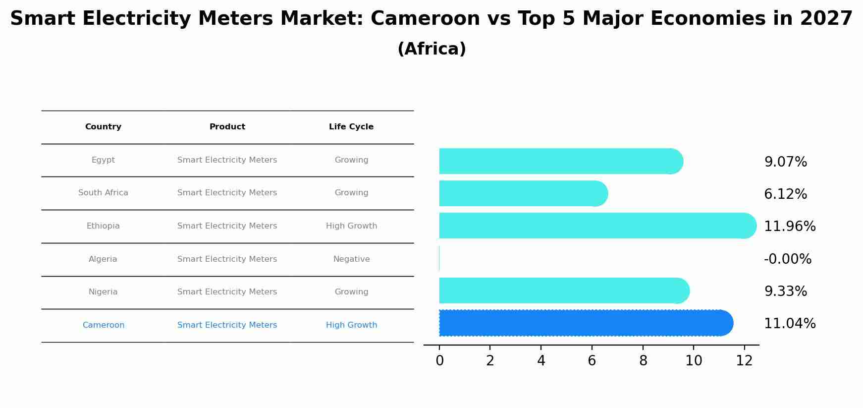 Smart Electricity Meters Market: Cameroon vs Top 5 Major Economies in 2027 (Africa)
