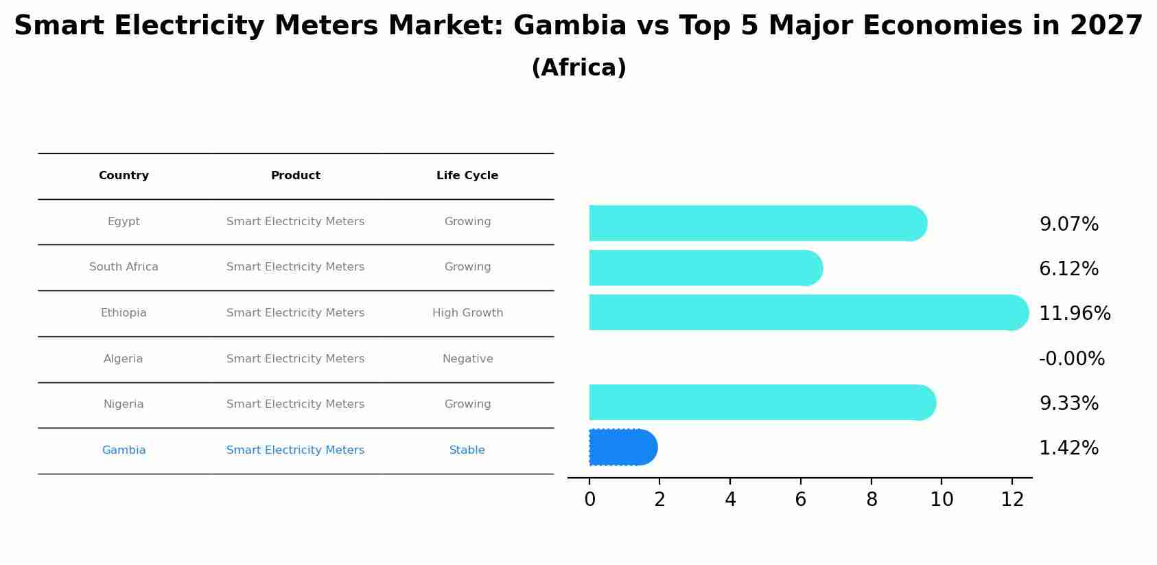 Smart Electricity Meters Market: Gambia vs Top 5 Major Economies in 2027 (Africa)
