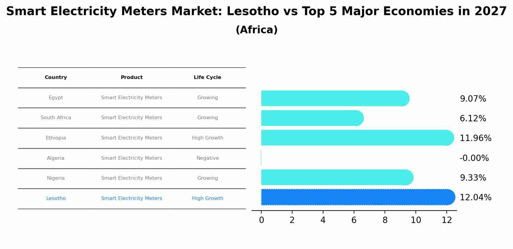 Smart Electricity Meters Market: Lesotho vs Top 5 Major Economies in 2027 (Africa)