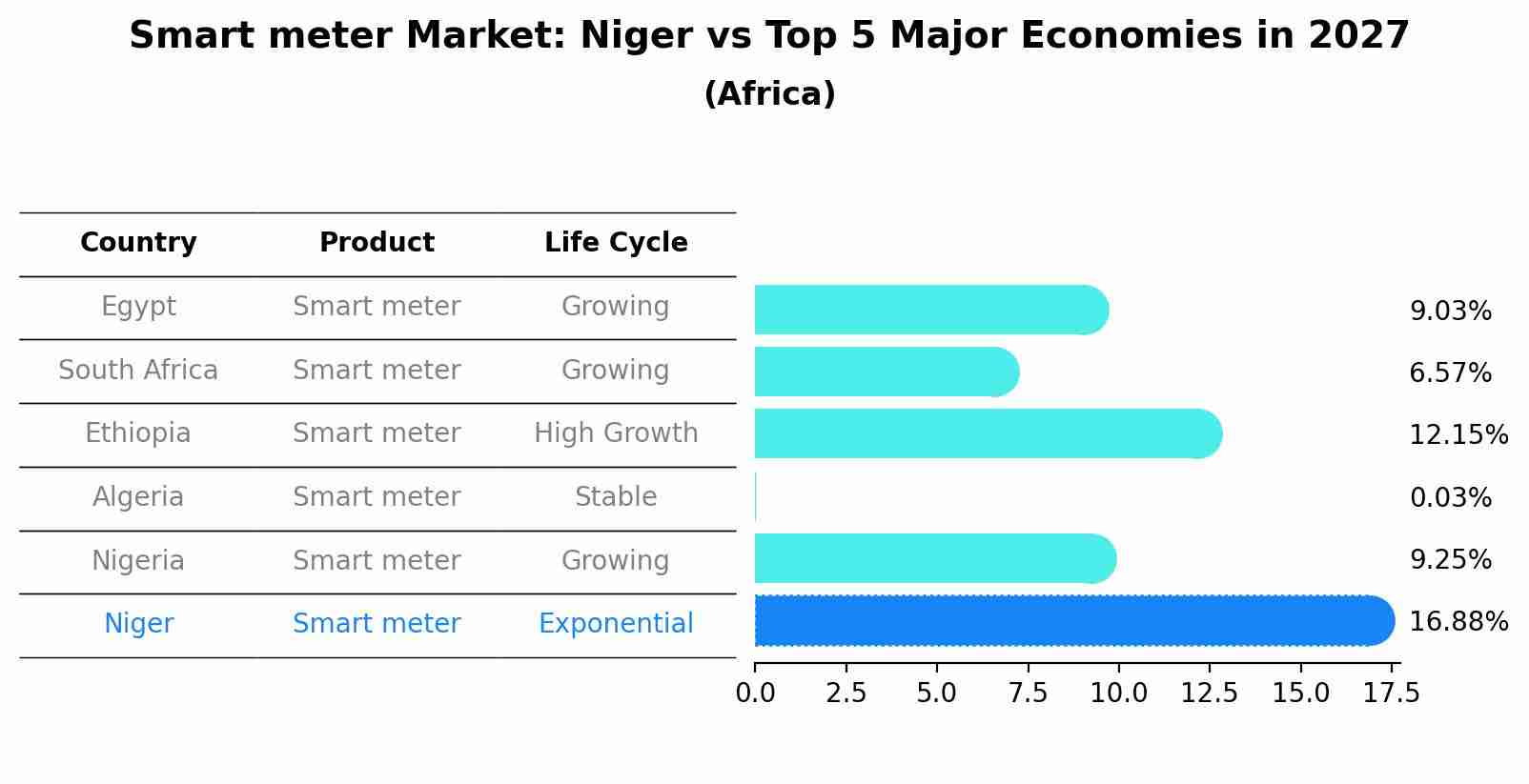 Smart meter Market: Niger vs Top 5 Major Economies in 2027 (Africa)