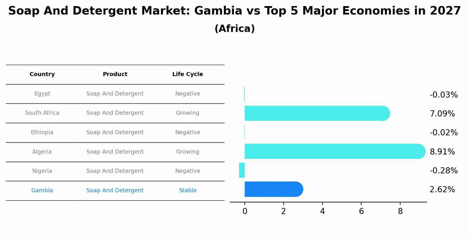 Soap And Detergent Market: Gambia vs Top 5 Major Economies in 2027 (Africa)