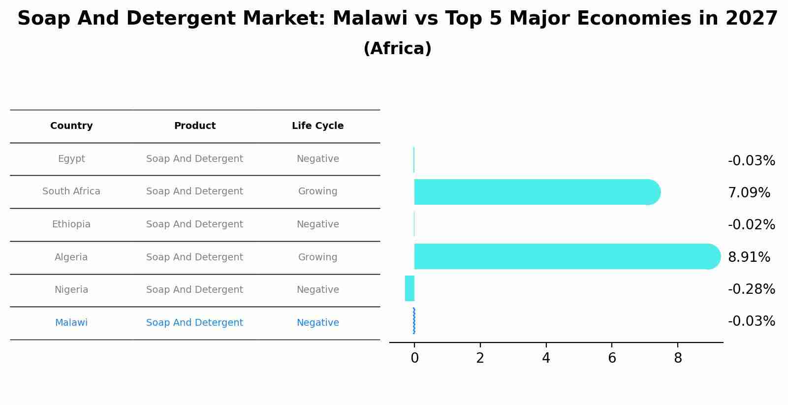 Soap And Detergent Market: Malawi vs Top 5 Major Economies in 2027 (Africa)