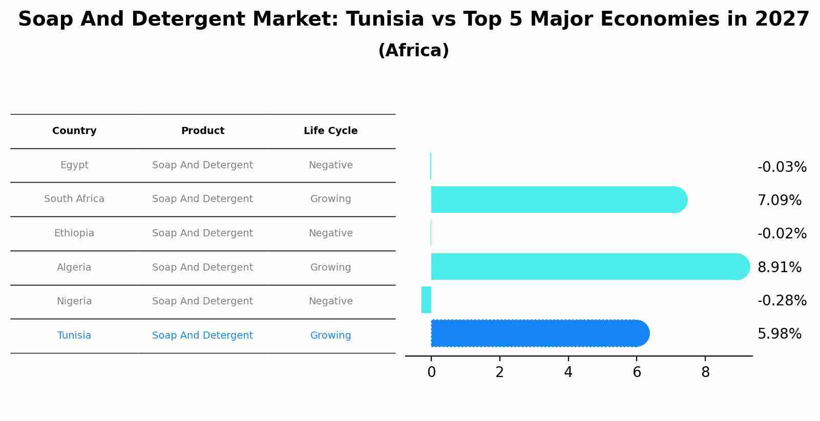 Soap And Detergent Market: Tunisia vs Top 5 Major Economies in 2027 (Africa)
