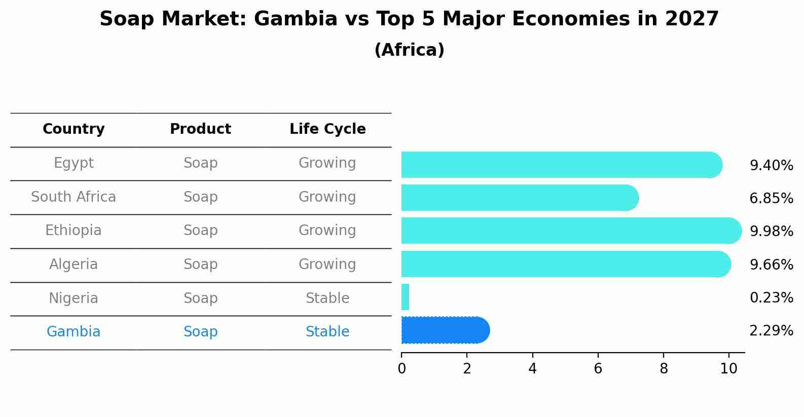 Soap Market: Gambia vs Top 5 Major Economies in 2027 (Africa)
