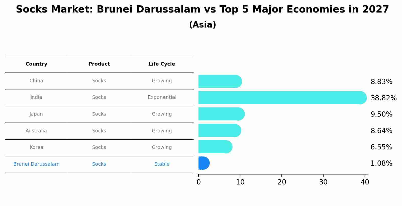Socks Market: Brunei Darussalam vs Top 5 Major Economies in 2027 (Asia)