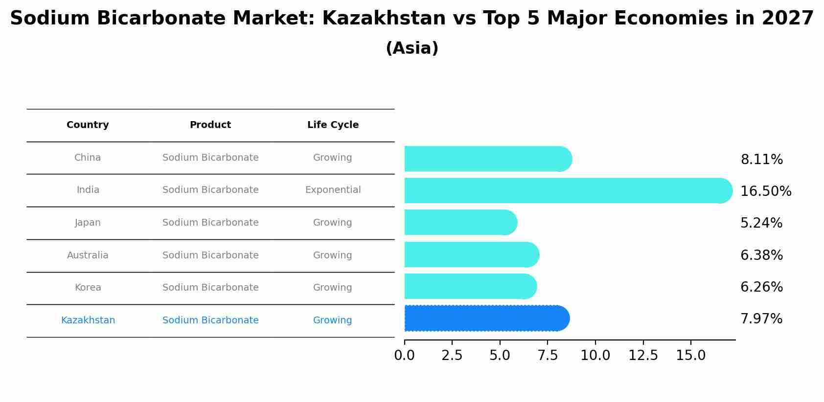 Sodium Bicarbonate Market: Kazakhstan vs Top 5 Major Economies in 2027 (Asia)