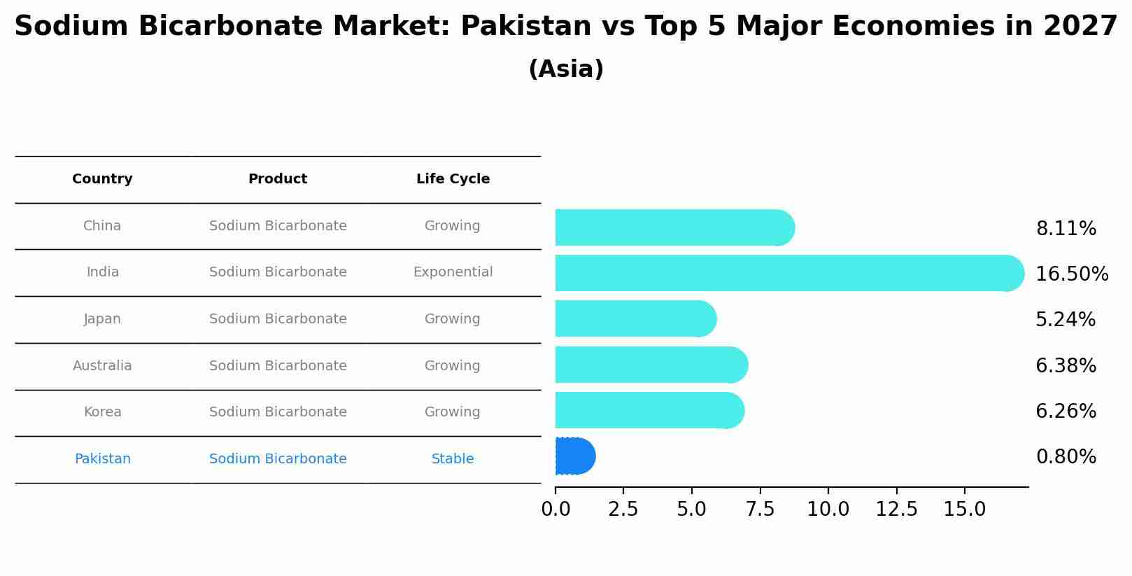 Sodium Bicarbonate Market: Pakistan vs Top 5 Major Economies in 2027 (Asia)