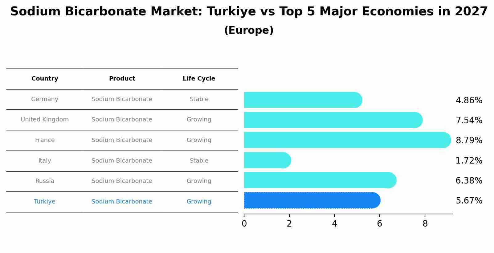 Sodium Bicarbonate Market: Turkiye vs Top 5 Major Economies in 2027 (Europe)