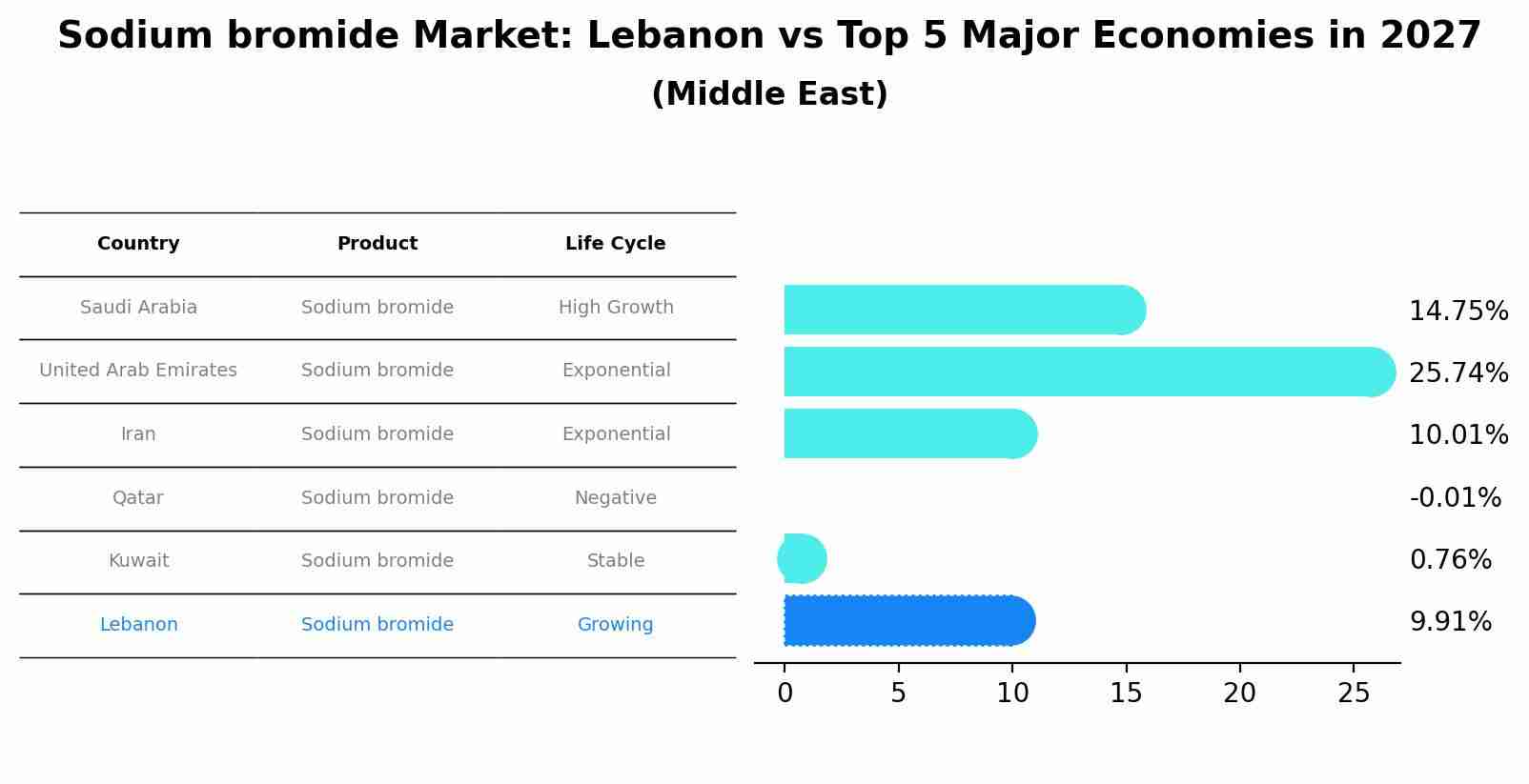 Sodium bromide Market: Lebanon vs Top 5 Major Economies in 2027 (Middle East)