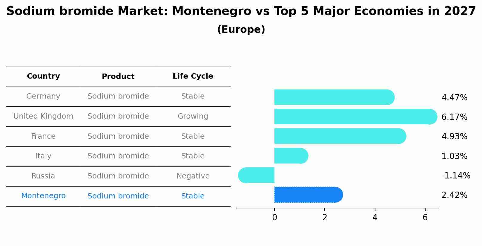 Sodium bromide Market: Montenegro vs Top 5 Major Economies in 2027 (Europe)