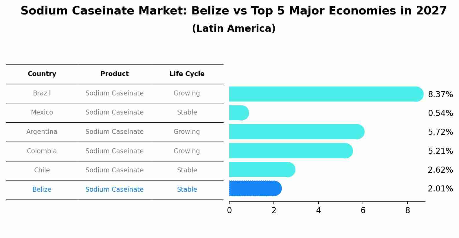 Sodium Caseinate Market: Belize vs Top 5 Major Economies in 2027 (Latin America)