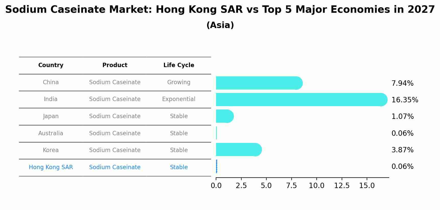 Sodium Caseinate Market: Hong Kong SAR vs Top 5 Major Economies in 2027 (Asia)