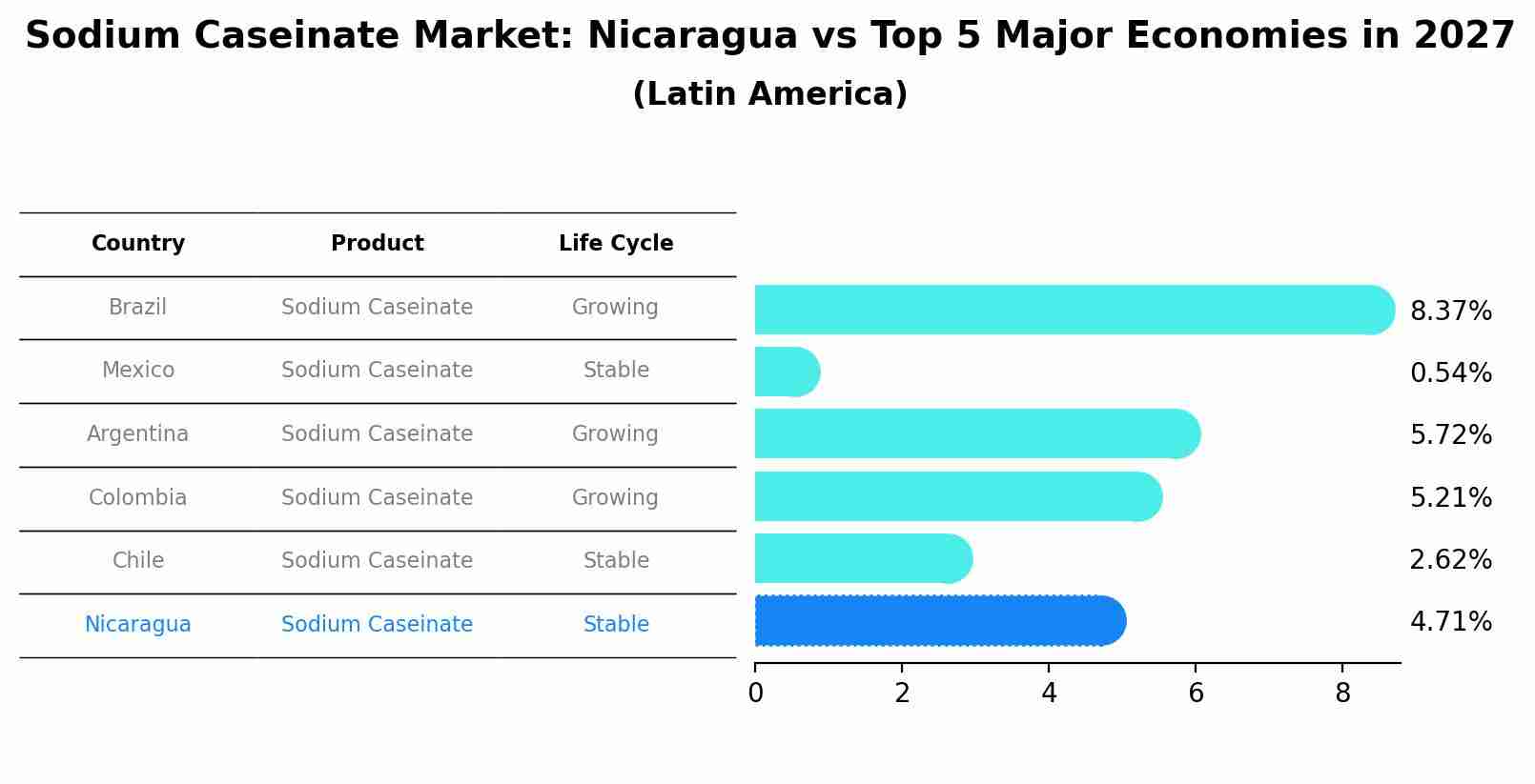 Sodium Caseinate Market: Nicaragua vs Top 5 Major Economies in 2027 (Latin America)