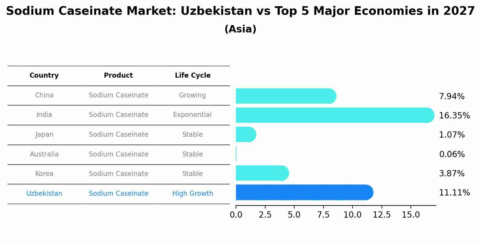 Sodium Caseinate Market: Uzbekistan vs Top 5 Major Economies in 2027 (Asia)