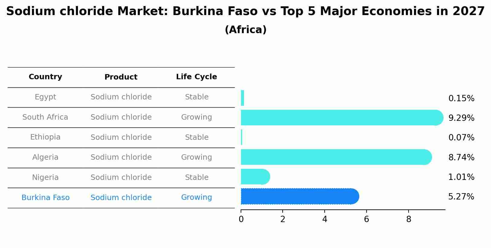 Sodium chloride Market: Burkina Faso vs Top 5 Major Economies in 2027 (Africa)