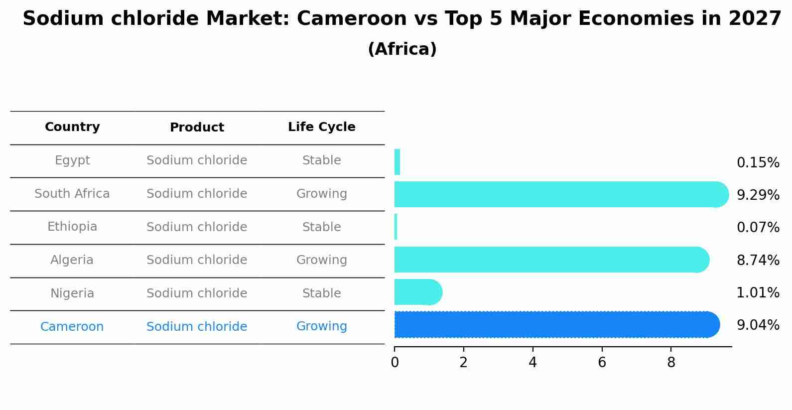 Sodium chloride Market: Cameroon vs Top 5 Major Economies in 2027 (Africa)