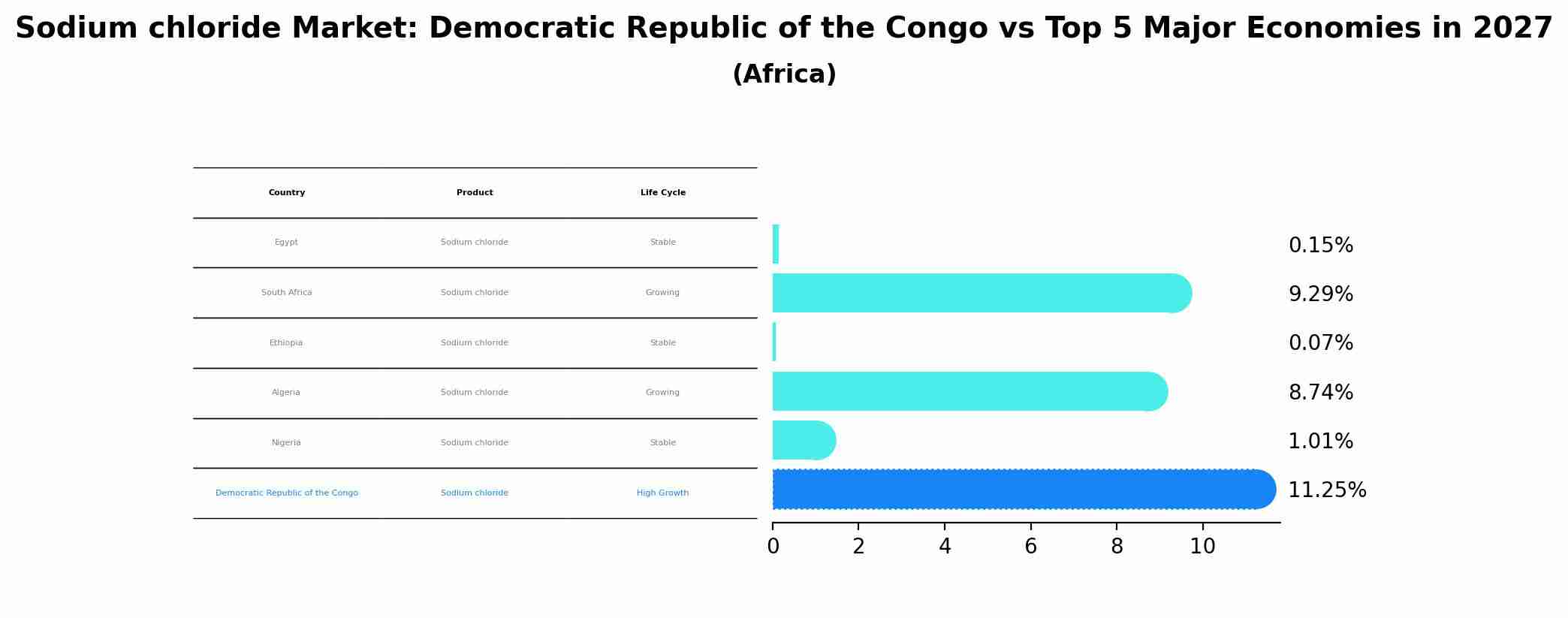 Sodium chloride Market: Democratic Republic of the Congo vs Top 5 Major Economies in 2027 (Africa)