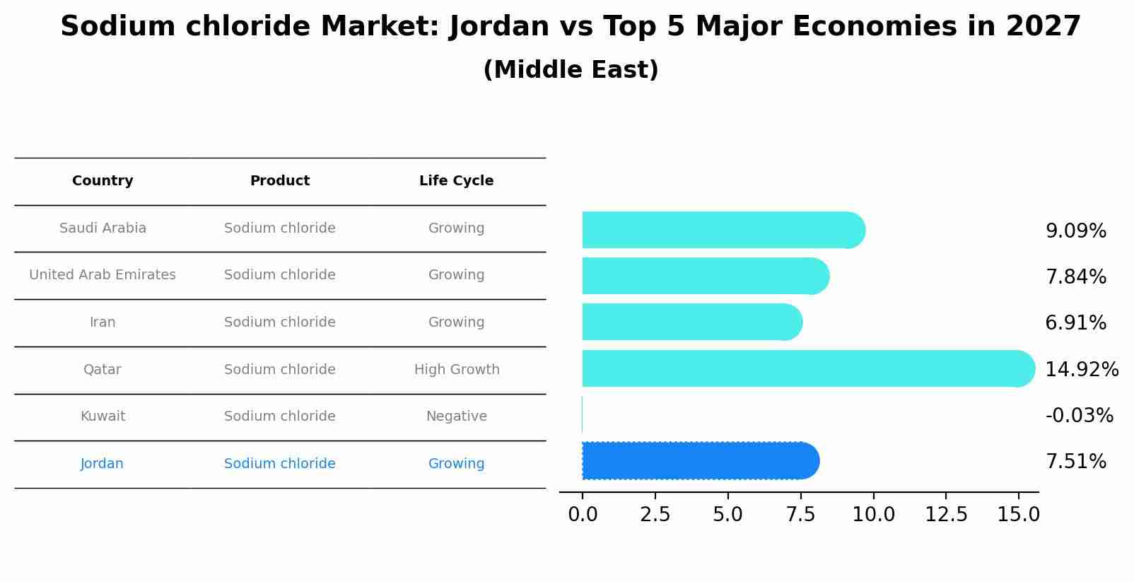 Sodium chloride Market: Jordan vs Top 5 Major Economies in 2027 (Middle East)