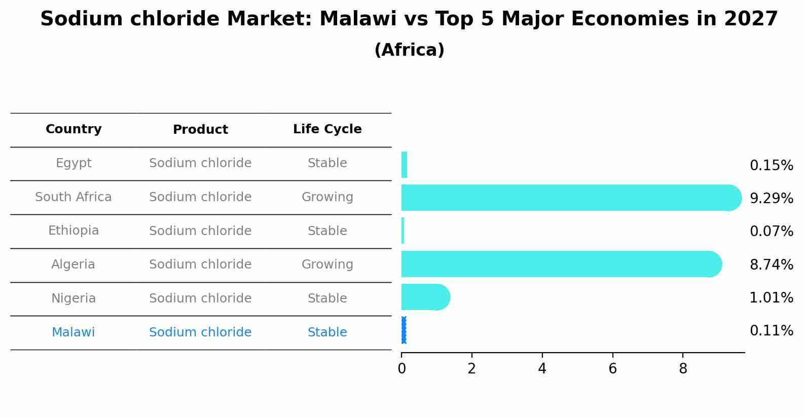 Sodium chloride Market: Malawi vs Top 5 Major Economies in 2027 (Africa)
