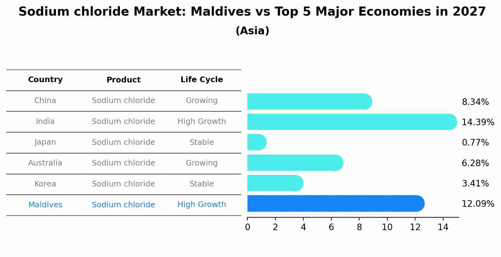 Sodium chloride Market: Maldives vs Top 5 Major Economies in 2027 (Asia)