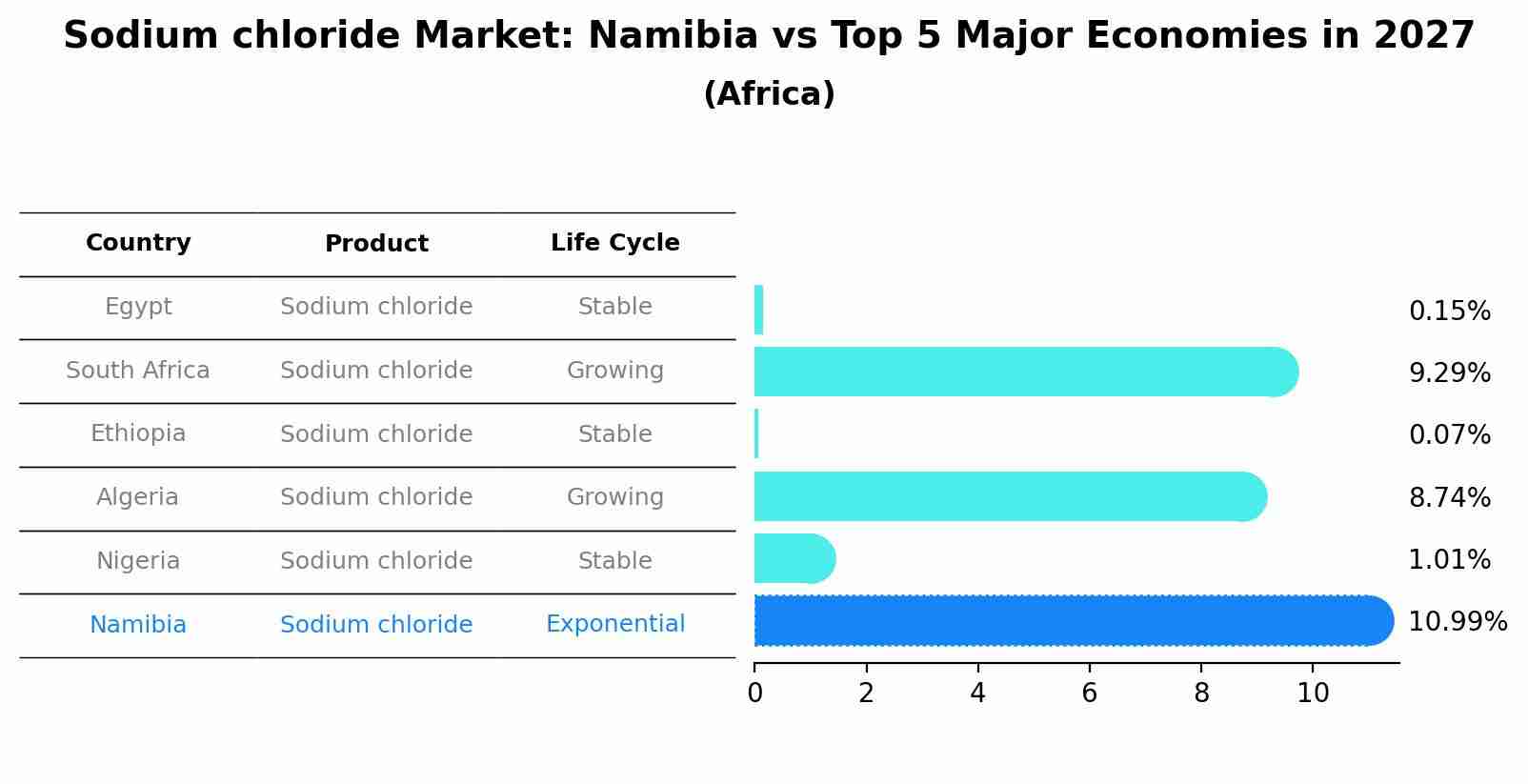 Sodium chloride Market: Namibia vs Top 5 Major Economies in 2027 (Africa)