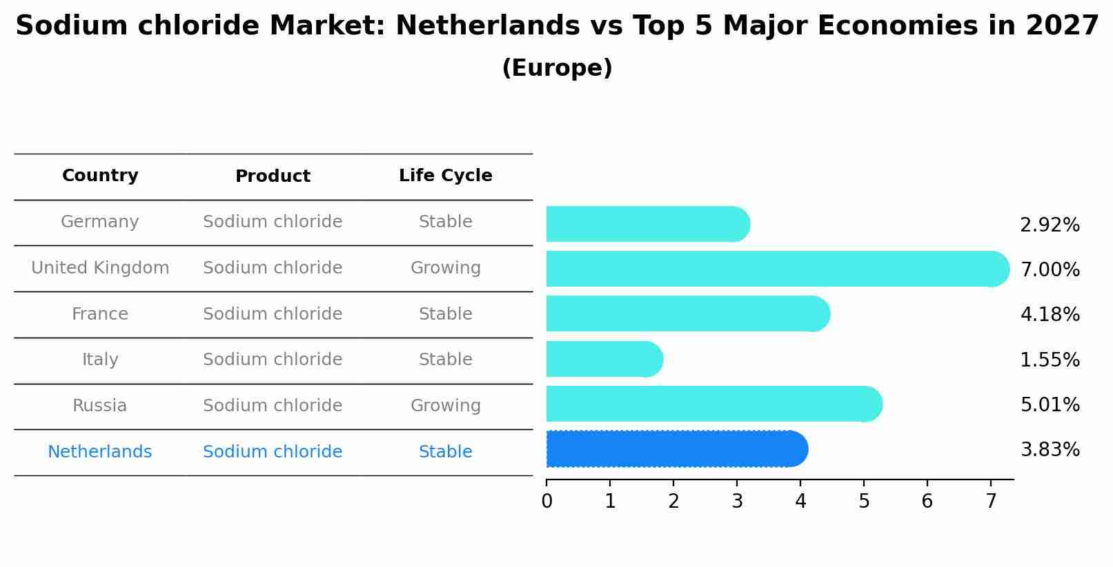 Sodium chloride Market: Netherlands vs Top 5 Major Economies in 2027 (Europe)