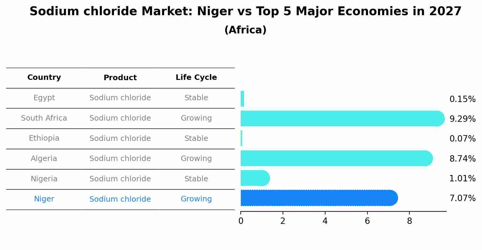 Sodium chloride Market: Niger vs Top 5 Major Economies in 2027 (Africa)