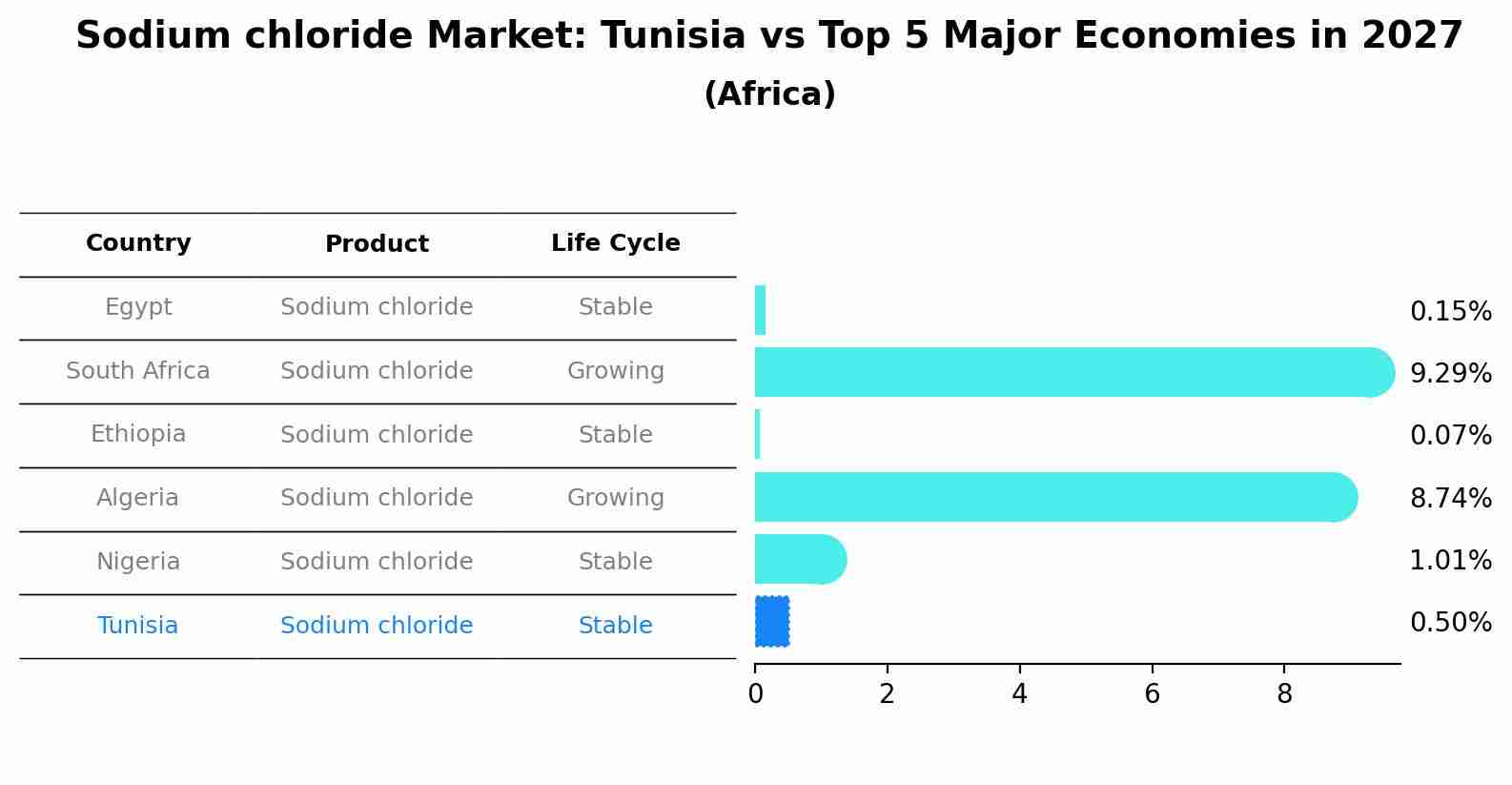 Sodium chloride Market: Tunisia vs Top 5 Major Economies in 2027 (Africa)