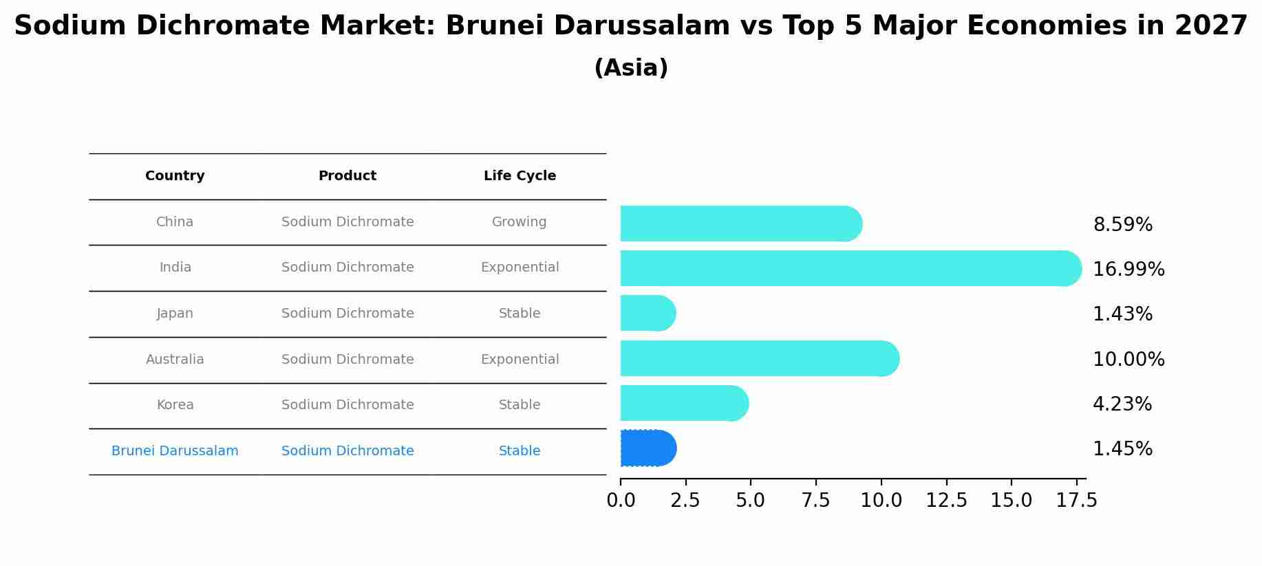 Sodium Dichromate Market: Brunei Darussalam vs Top 5 Major Economies in 2027 (Asia)