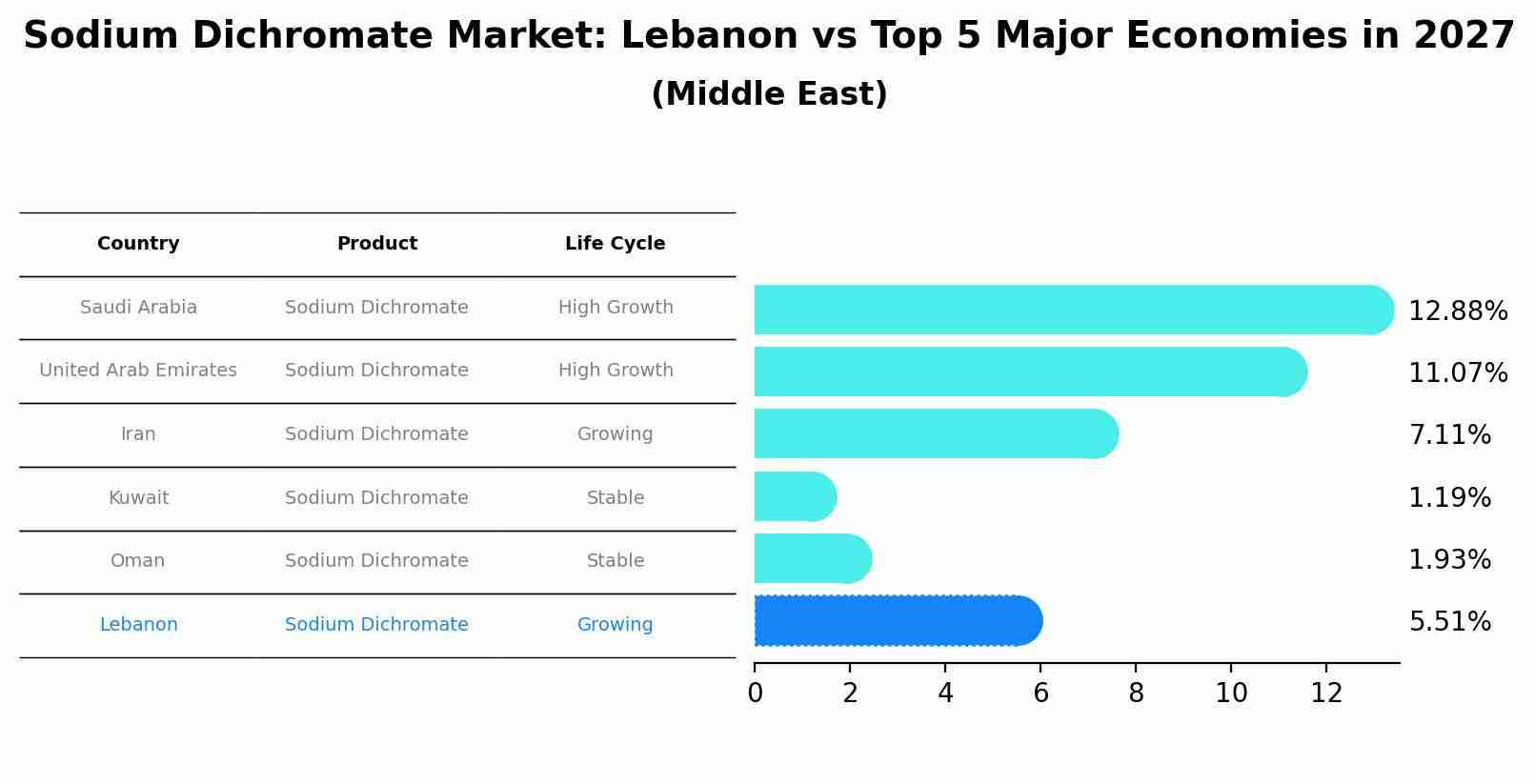 Sodium Dichromate Market: Lebanon vs Top 5 Major Economies in 2027 (Middle East)