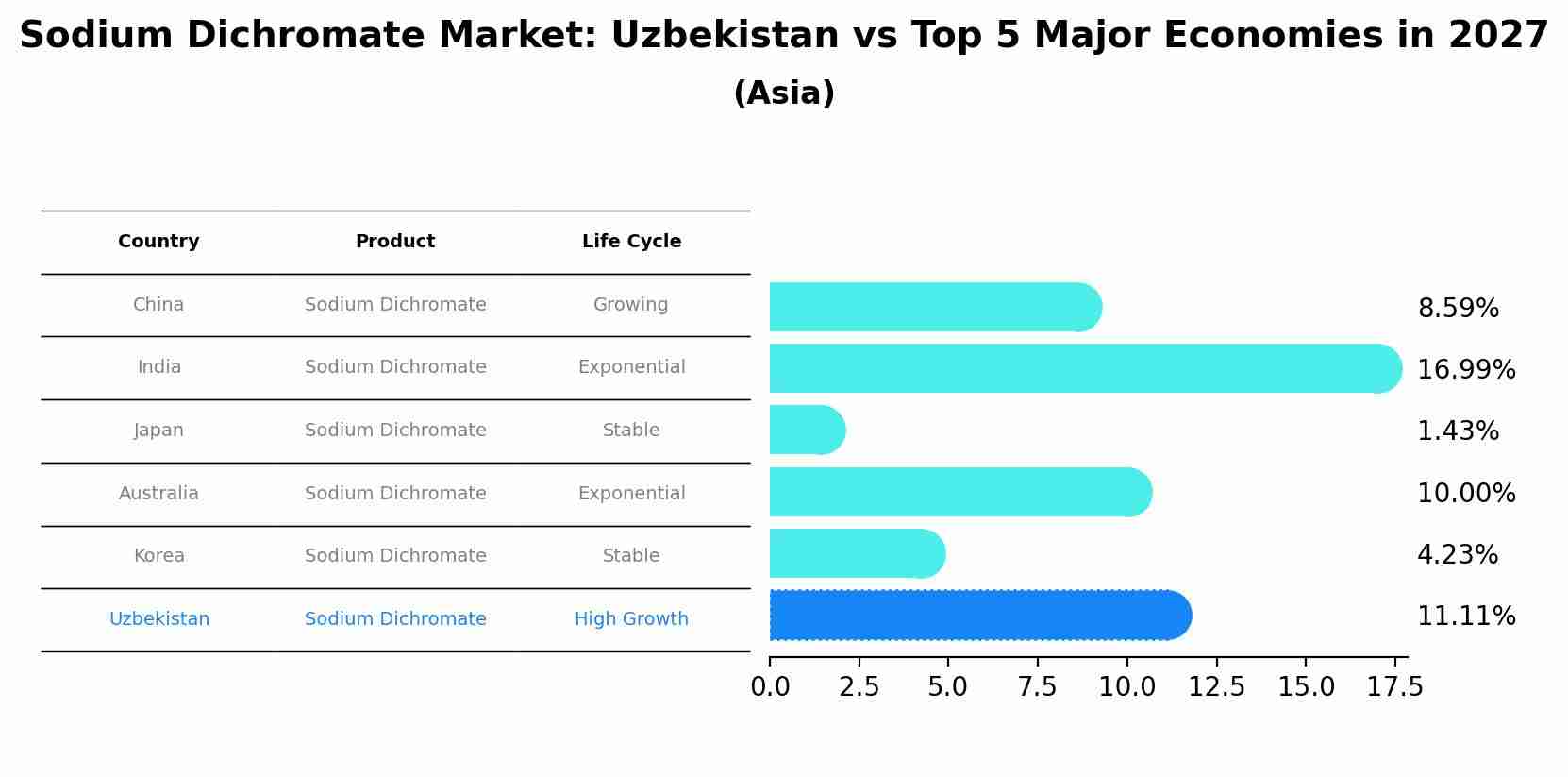 Sodium Dichromate Market: Uzbekistan vs Top 5 Major Economies in 2027 (Asia)
