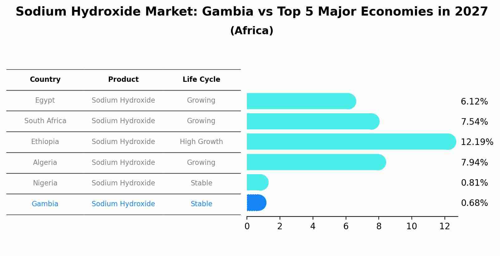 Sodium Hydroxide Market: Gambia vs Top 5 Major Economies in 2027 (Africa)