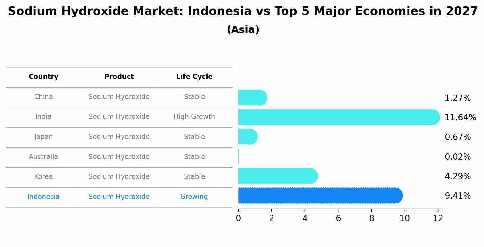 Sodium Hydroxide Market: Indonesia vs Top 5 Major Economies in 2027 (Asia)