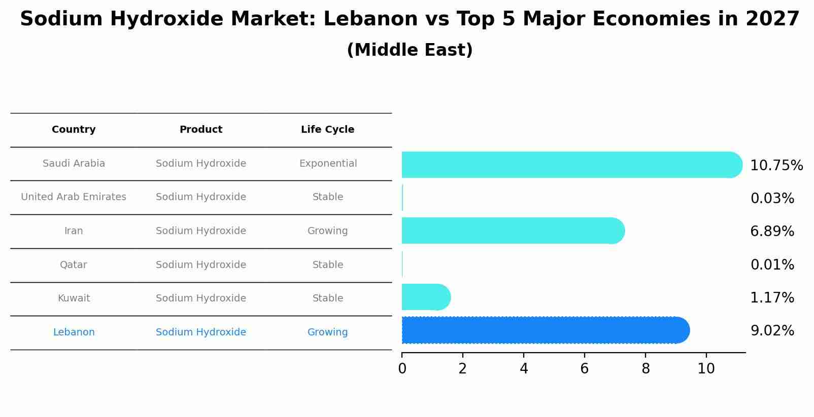 Sodium Hydroxide Market: Lebanon vs Top 5 Major Economies in 2027 (Middle East)