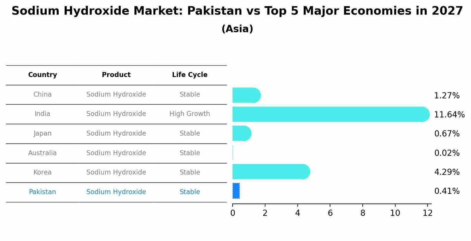 Sodium Hydroxide Market: Pakistan vs Top 5 Major Economies in 2027 (Asia)