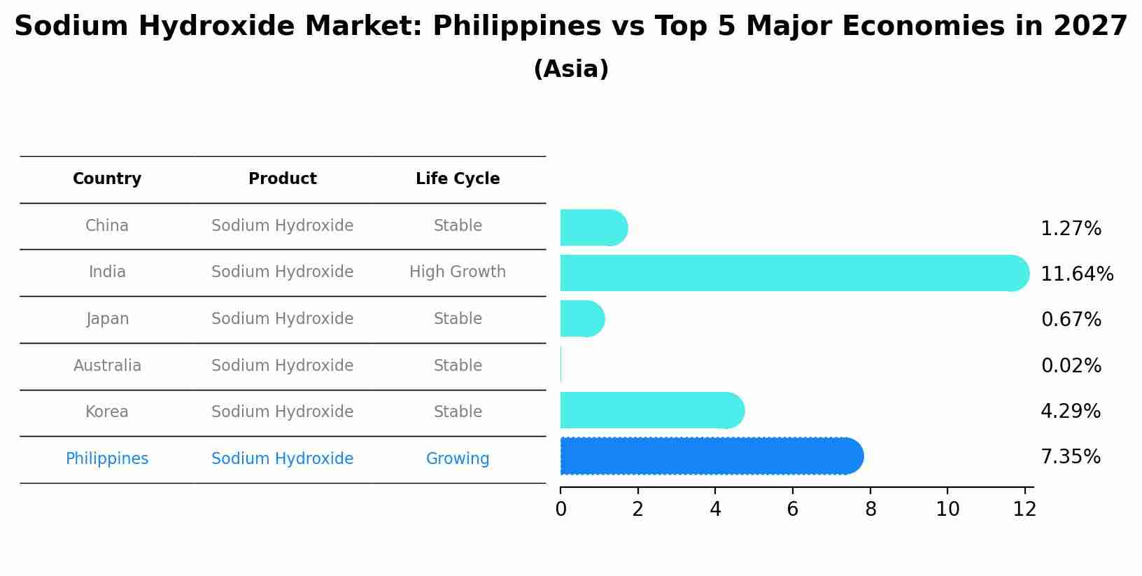 Sodium Hydroxide Market: Philippines vs Top 5 Major Economies in 2027 (Asia)