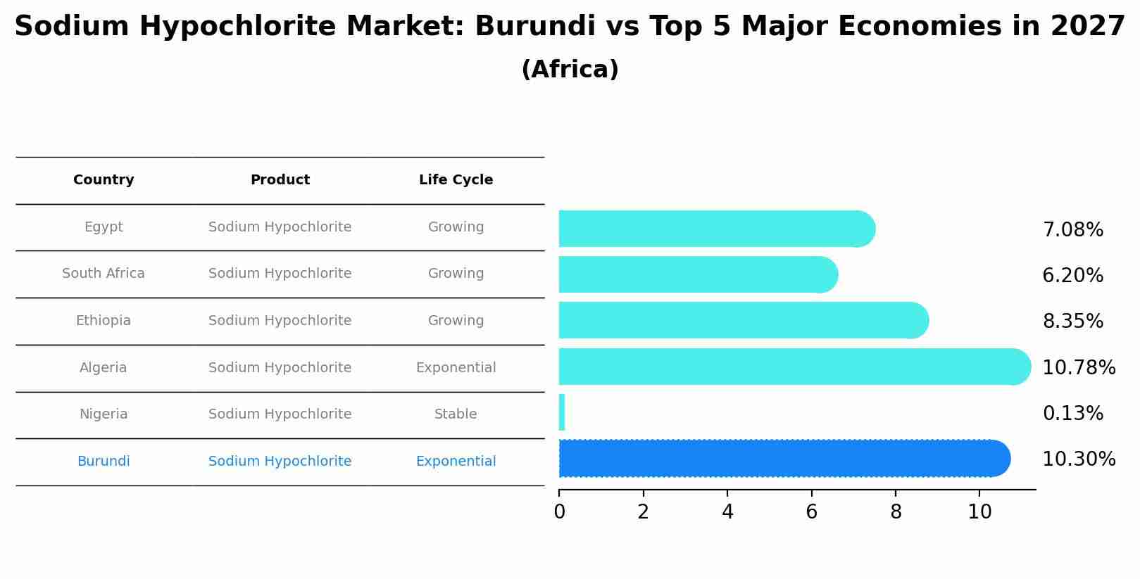 Sodium Hypochlorite Market: Burundi vs Top 5 Major Economies in 2027 (Africa)