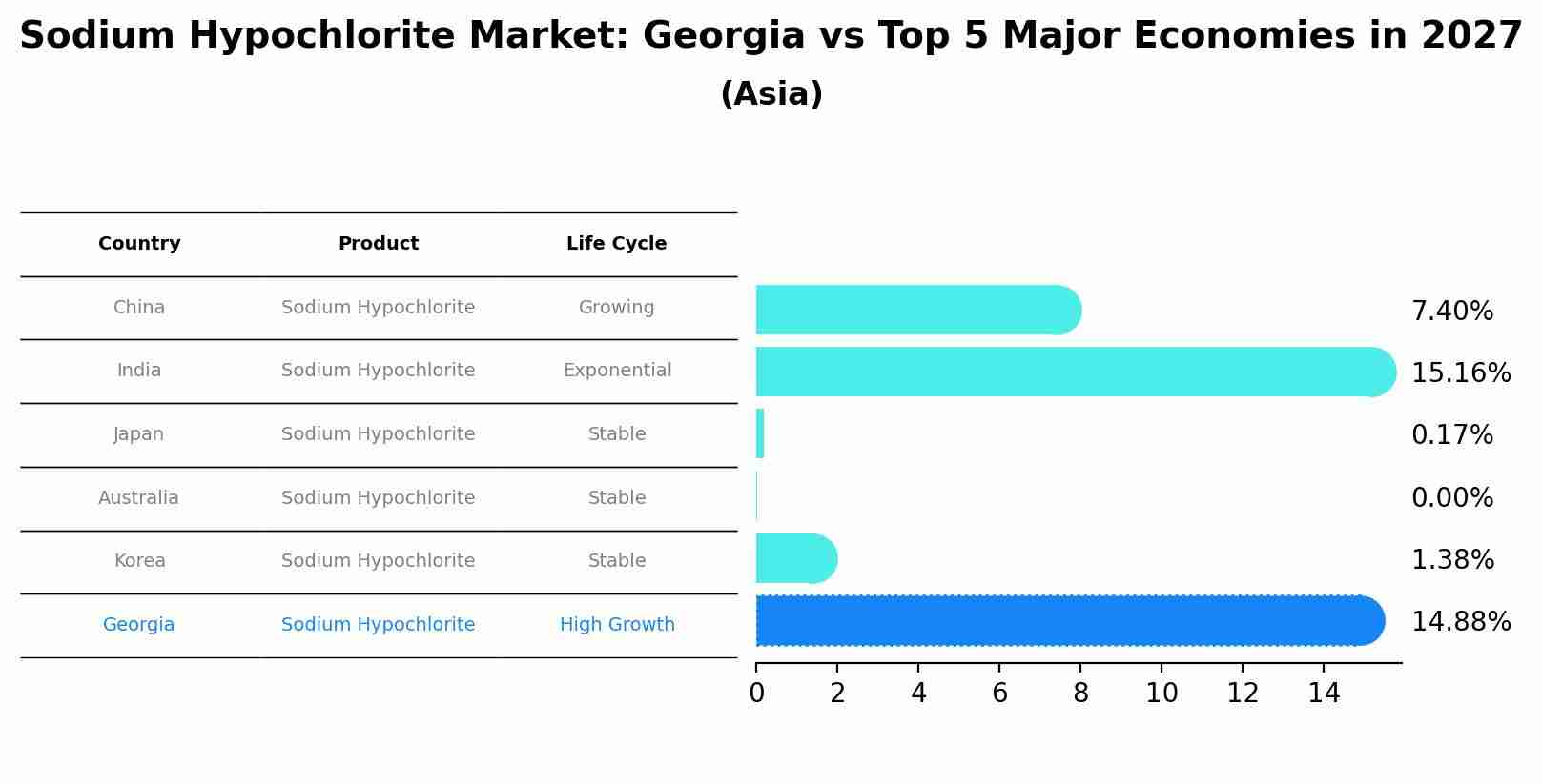Sodium Hypochlorite Market: Georgia vs Top 5 Major Economies in 2027 (Asia)