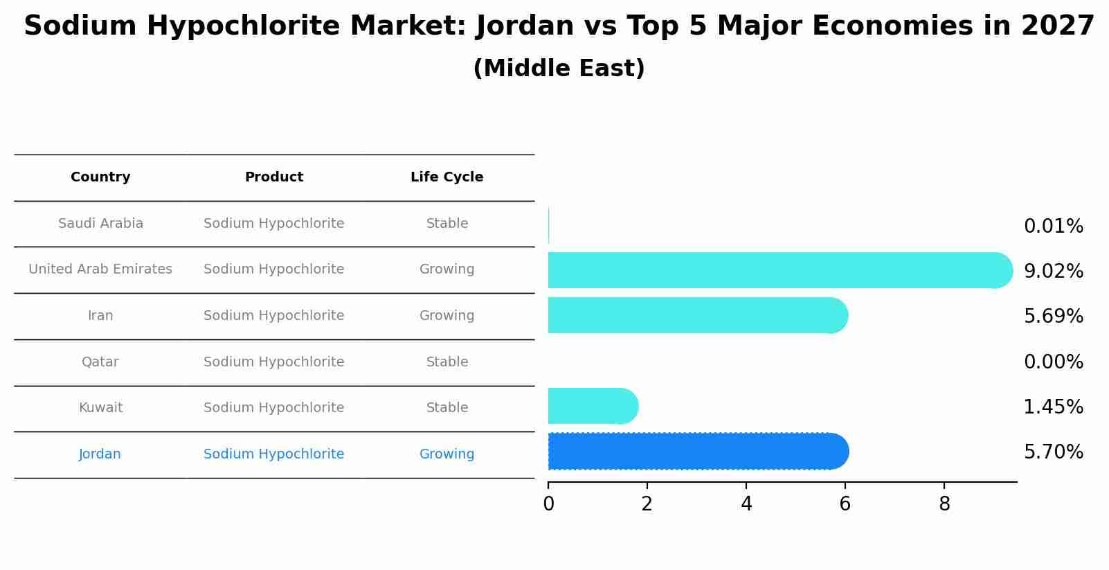 Sodium Hypochlorite Market: Jordan vs Top 5 Major Economies in 2027 (Middle East)