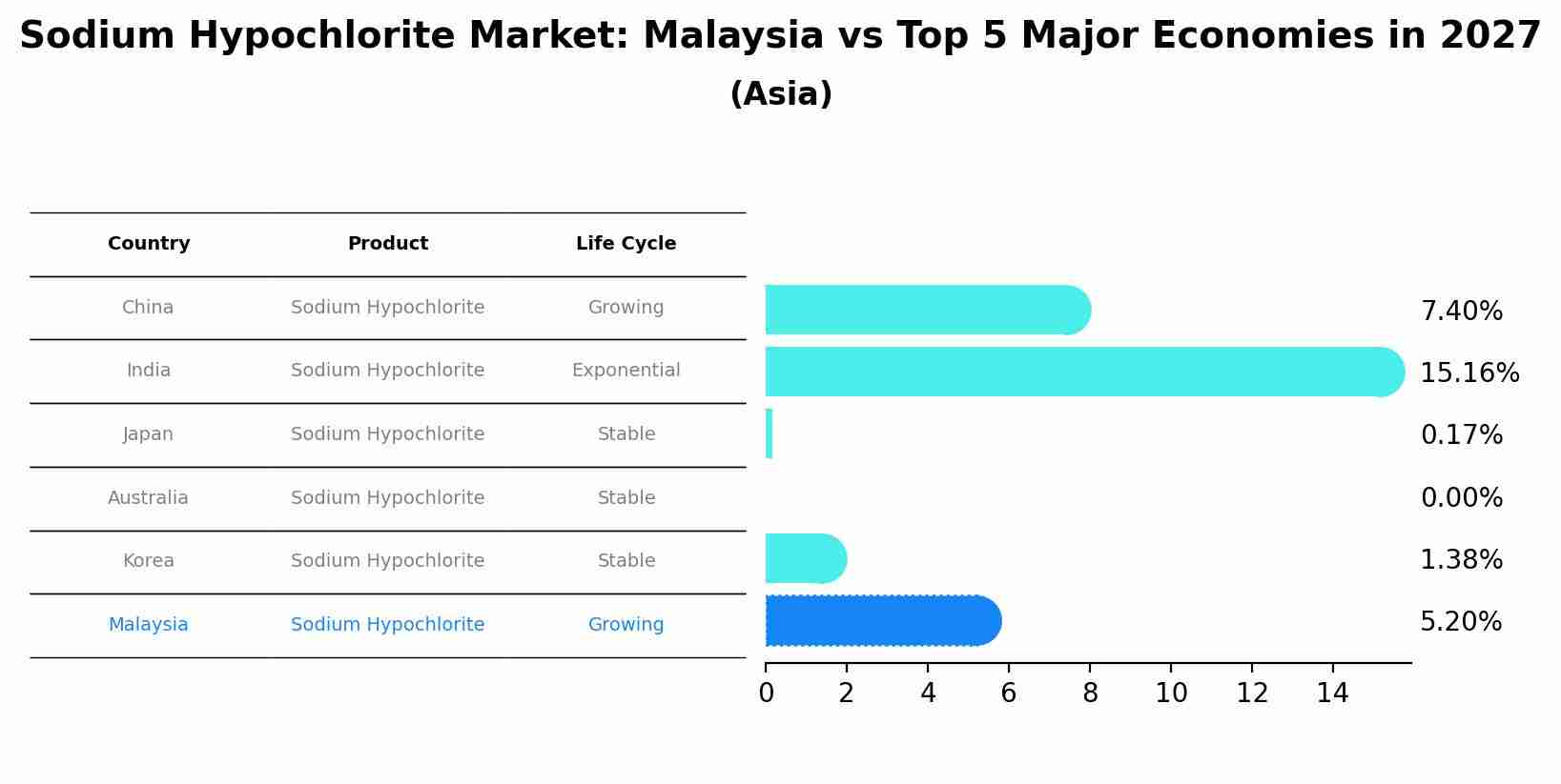 Sodium Hypochlorite Market: Malaysia vs Top 5 Major Economies in 2027 (Asia)