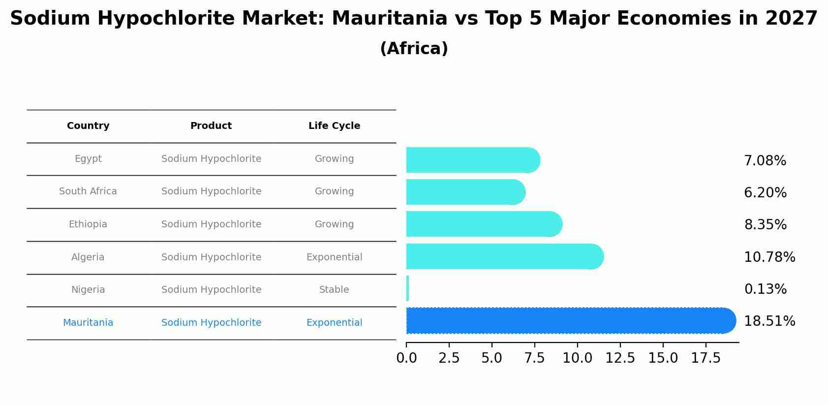 Sodium Hypochlorite Market: Mauritania vs Top 5 Major Economies in 2027 (Africa)