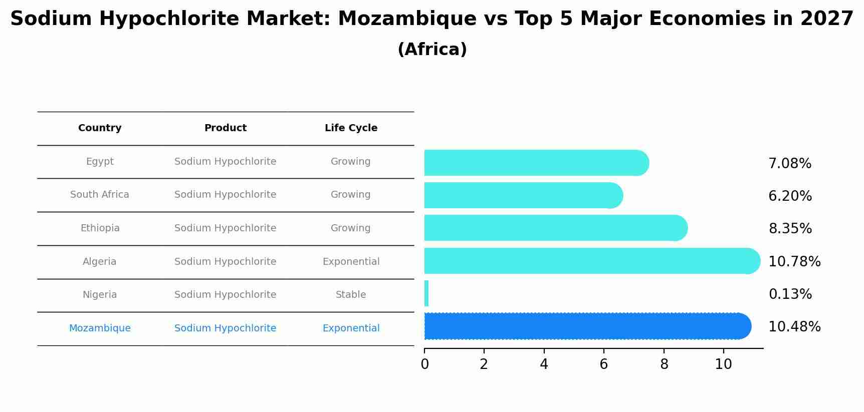 Sodium Hypochlorite Market: Mozambique vs Top 5 Major Economies in 2027 (Africa)
